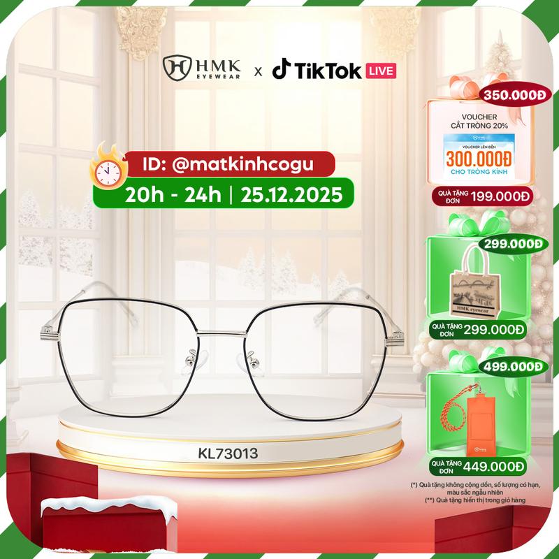  Gọng Kính Cận HMK Eyewear Kim Loại Unisex Nam Nữ Đa Giác Vuông Thanh Mảnh - KL73013 - Kính Mắt 