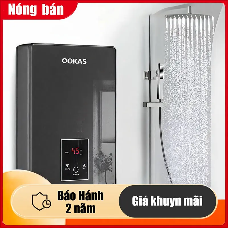 Máy nước nóng tức thời gia dụng, kèm vòi hoa sen nhỏ, có chức năng xông hơi khô, màn hình LED hiển thị nhiệt độ, dễ điều chỉnh nhiệt độ, công suất 6500W, phù hợp tắm cho trẻ em, tắm nước nóng lạnh tại nhà.