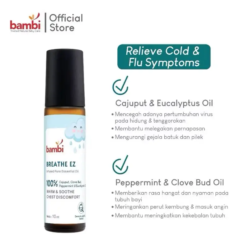 BAMBI Baby Breathe Ez Easy Essential Oil 10ml | BAMBI Baby Health Healthy Hero Essential Oil 10ml TERMURAH 1