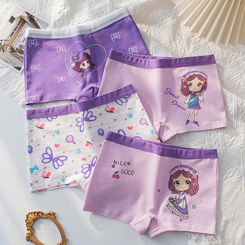  Set 4 quần chip đùi bé gái nhiều màu họa tiết dễ thương từ 9-33kg  2-10 tuổi  quần lót trẻ em cotton mềm mịn mát 