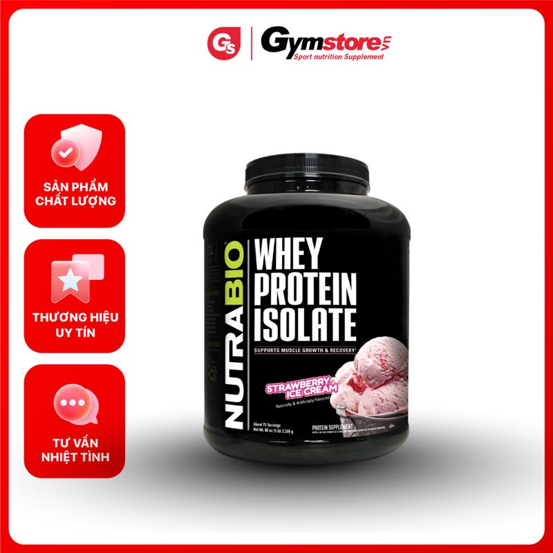 Bột Bổ Sung Đạm Cao Cấp NutraBio Whey Protein Isolate 5Lbs 2.27kg | Mader in UK | Gymstore