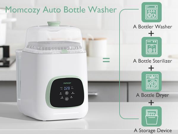 Momcozy KleanPal Pro Electric Baby Bottle Washer 3-in-1 Steam Sterilization & Drying 26 Nozzles 9 Quick Clean Modes 19 Minutes-B