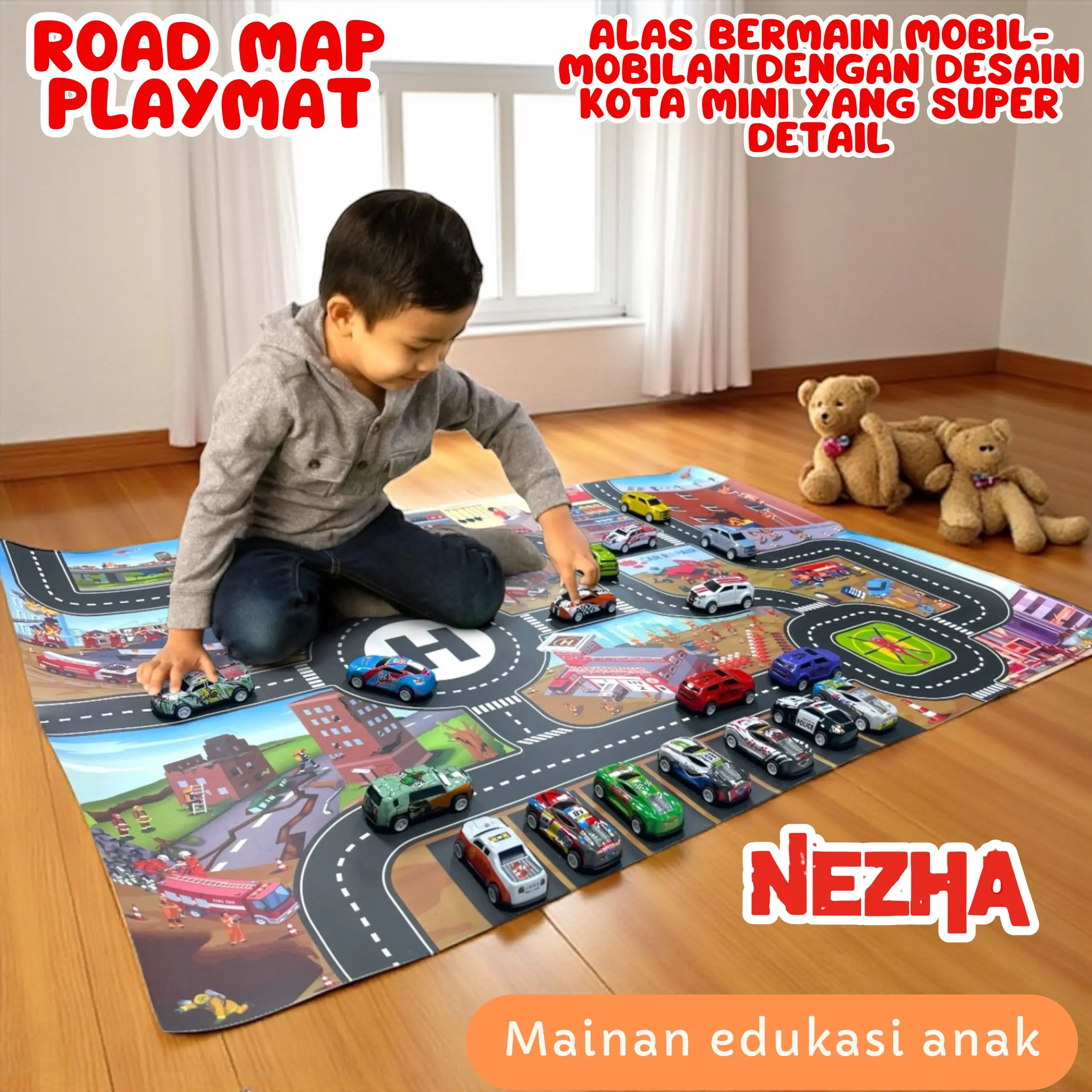COD Mainan Alas Road Map Playmap Track Mobil Peta Diorama Jalanan Bermain Anak