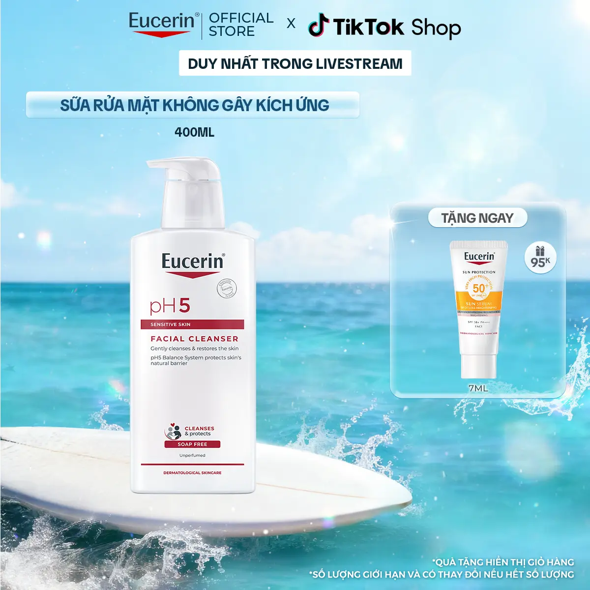 [Eucerin x Hannah] Sữa rửa mặt không gây kích ứng cho da nhạy cảm Eucerin pH5 Facial Cleanser 400ml | BigBuy360 - bigbuy360.vn