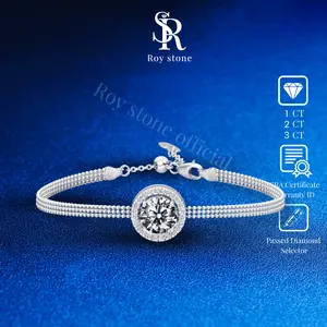 Roystone_Moissanite Gelang Wanita Original Sertifikat GRA Silver925 Lapis Emas18K_Fleur Bracelet 1 - 3CT