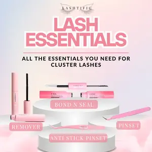 LASHTIFIC Lash Essential Kit Bundle Lem Bulumata Palsu Eyelash 2-in-1 Bond and Seal Pembersih & Pinset Bulu Mata Palsu untuk Pemasangan dan Perawatan Mudah