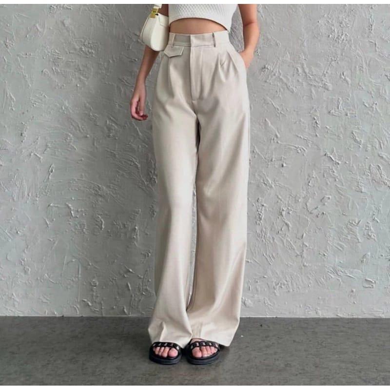 Product Introduction of Celana Oro Loose Pants Wanita Anti Kusut Basic Panjang - Hitam, Katun Woll Premium Kulot Linen Formal celana korean style 1