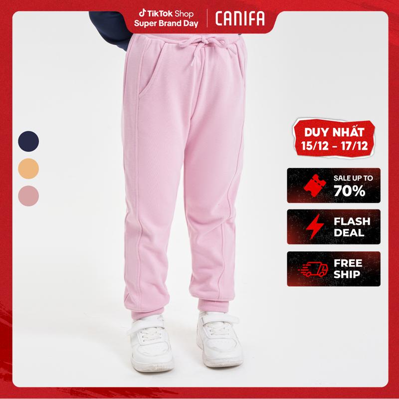 SBD 15-17 12 Quần nỉ bé gái CANIFA quần dài cạp chun bo gấu 1BP23W006