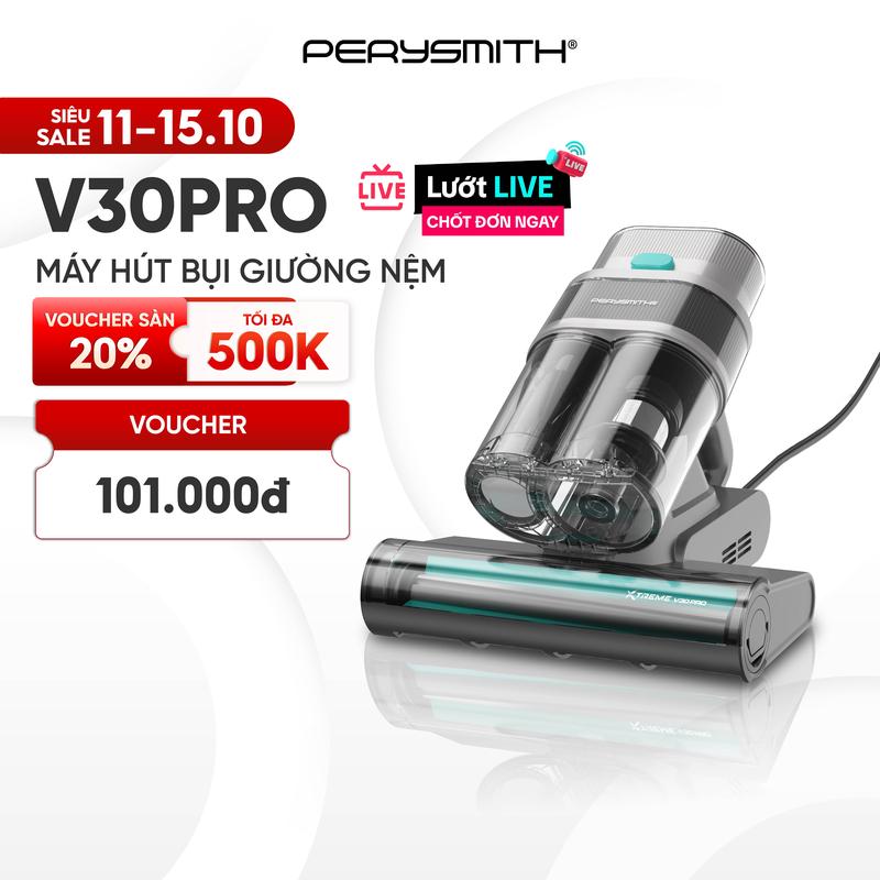 [N] Máy Hút Bụi Giường Nệm PerySmith V30Pro | Lực Hút Siêu Mạnh | Hút Tóc, Lông Thú Cưng | Sóng Siêu Âm | Đèn UV Diệt Khuẩn | Bảo Hành 1 Năm