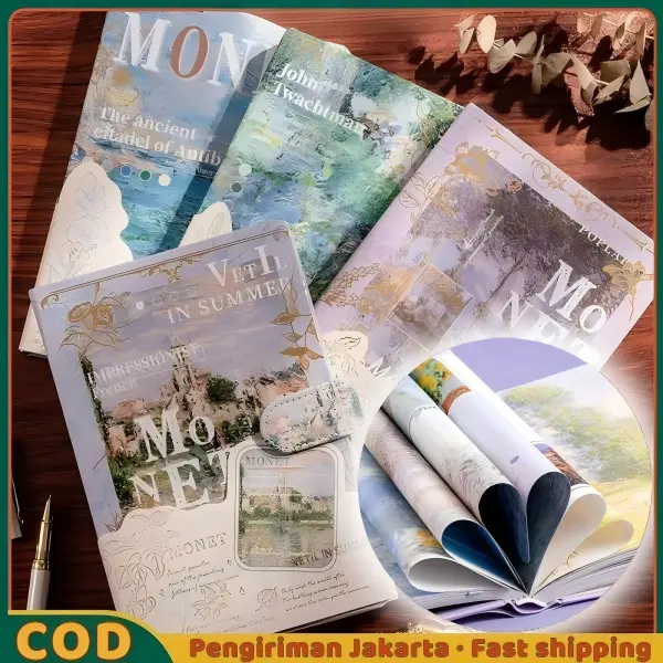 Full Color Buku Diary Nature Pemandangan Korea Vintage Lucu Notebook Buku Catatan Untuk Penutup Magnet Buku Catatan Lukisan Cat Minyak Sastra
