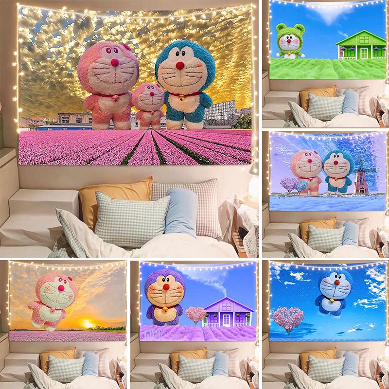 Trang Trí Doraemon Cho Phòng Ngủ Và Phòng Khách, Tranh Tường Vải Bố Trên Tường, Tấm Thảm Vải Treo Trang Trí, Vải Nền Trang Trí (150-130Cm, 150-200Cm) 0