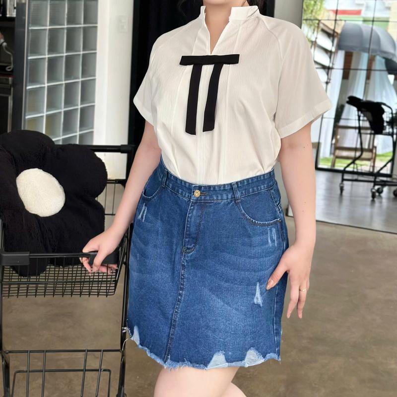 Quần Váy Jean Ngắn Phom Chữ A có quần trong dành cho BigSize MLJ 009 0012 Nữ Denim Chân Váy Women Cotton quần jeannữ chân váy rách