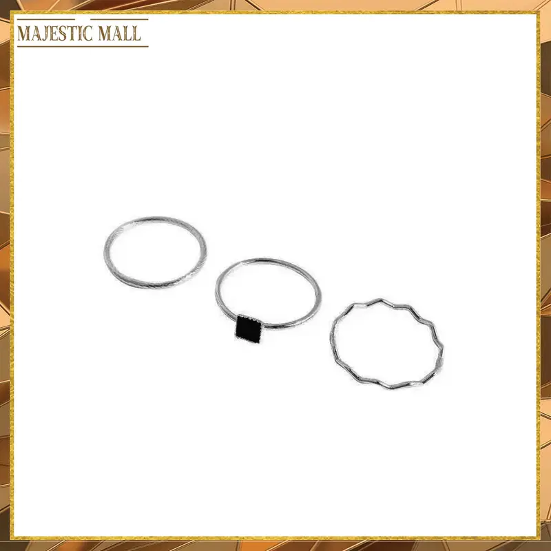 Cincin 1Set 3Pcs Motif Simple Elegant Perak Rings 1160 0