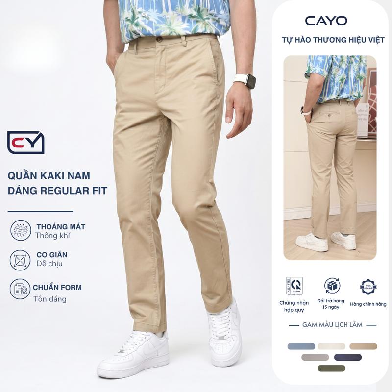 Quần Kaki Dài Form Regular Fit Vừa Vặn 55-90KG Kiểu Dáng Công Sở Chất Kaki Cotton Mềm Mại Co Giãn C551 - CAYO