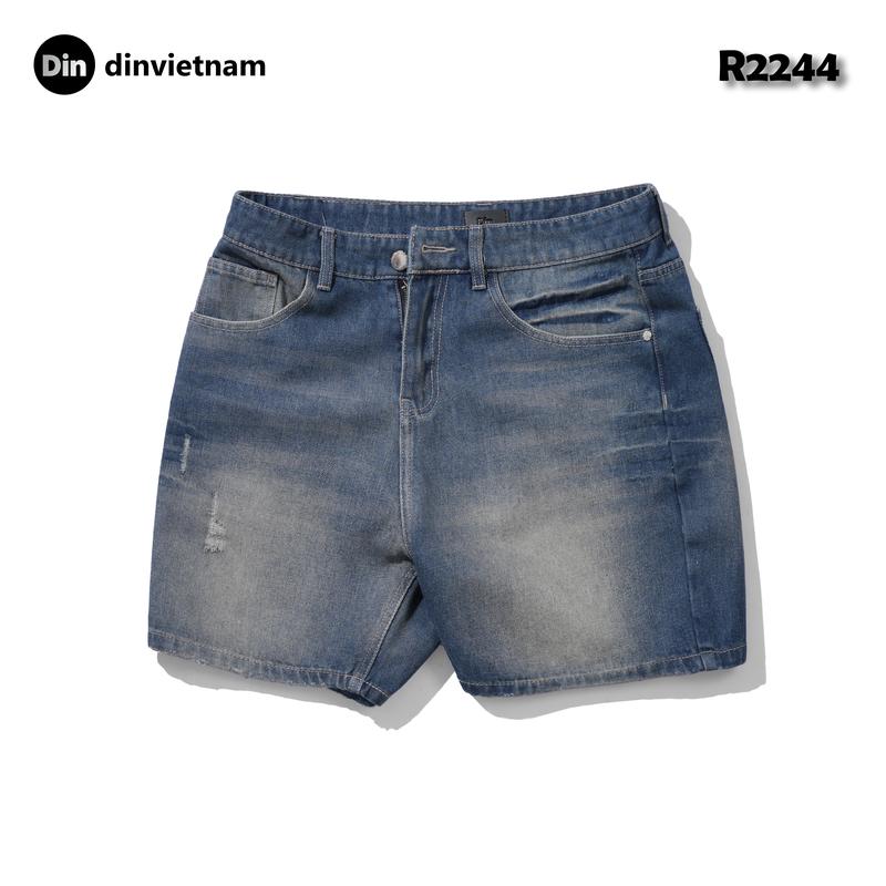  Quần Short Jeans Nam Trên Gối R2244 Xám Xanh Bụi Tàn – Form Đẹp Dễ Mặc Phối Đồ Chuẩn Street Wall – DIN VIETNAM 