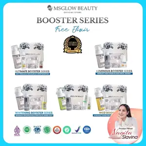 Ms Glow Paket Wajah New Series Booster Free Serum Elixir mencerahkan memutihkan muka kusam facial jerawat pencerah Hitam Aging Perawatan Pelembab Moisturizer ms glow  untuk  flek  hitam  dan  kusam skicare viral