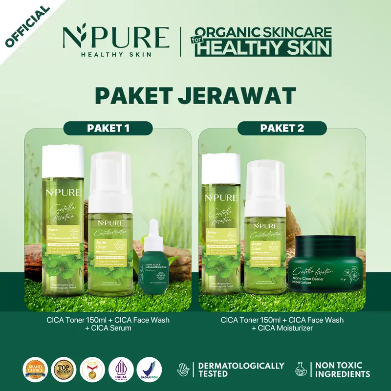 【Paket Jerawat 3pcs】NPURE Cica Toner 150ml+Cica Face Wash + Cica Biome / Cica Moisturizer/ Acne Skin/Acne Toner/Acne Serum Acid Berjerawat Facial Membersihkan Mencerahkan Muka Wajah Hydrating Extract Glutathione Niacinamide 0