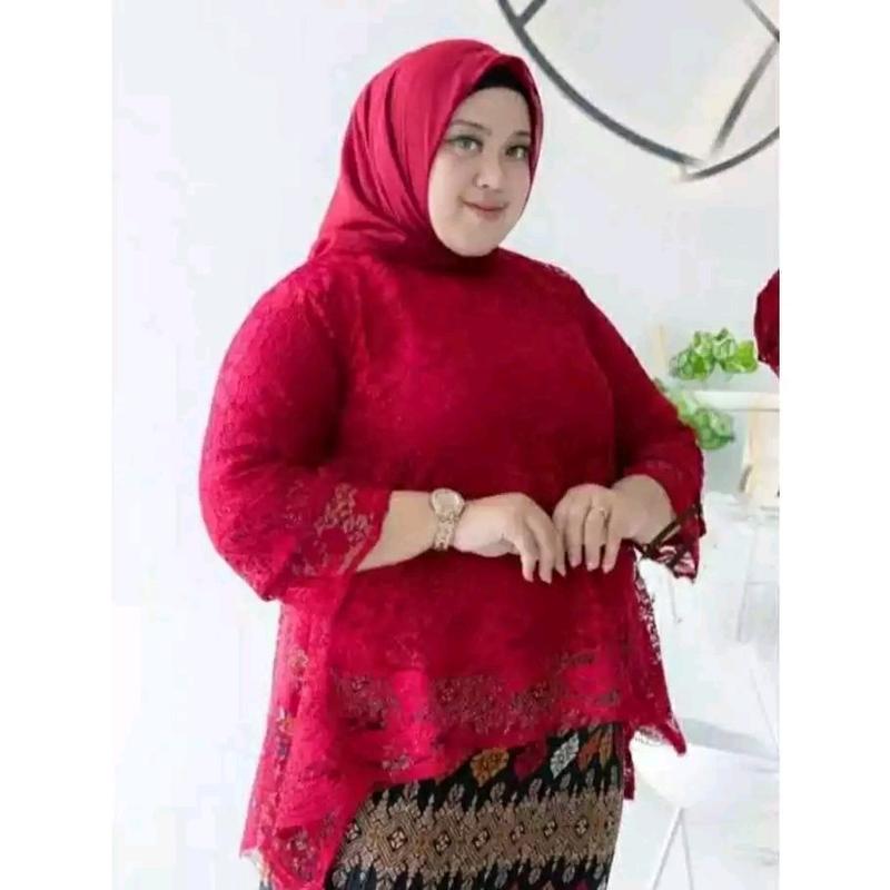 ATASAN KEBAYA RINJANI JUMBO, ATASAN KEBAYA BROKAT, ATASAN KEBAYA JUMBO, LD MAKSIMAL 130CM JUMBO, ATASAN BAJU KONDANGAN, ATASAN BAJU PESTA, ACARA2 ADAT, ACARA2 ELEGAN. Panjang 1