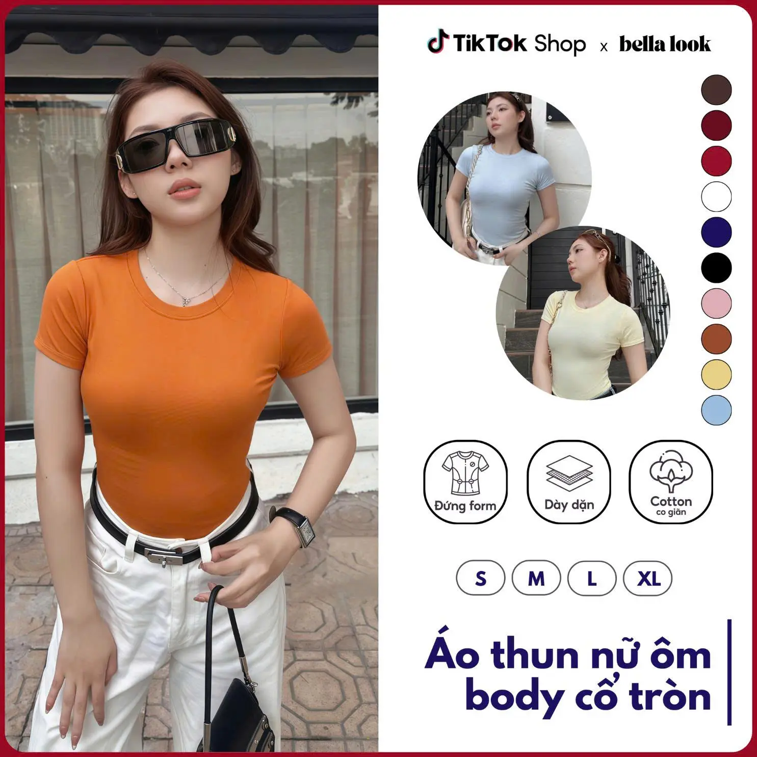 (Màu Mới) Áo Thắt Eo Ôm Dáng Cổ tròn BellaLook Cotton Trơn Women S M L XL XXL-315 | BigBuy360 - bigbuy360.vn (Màu Mới) Áo Thắt Eo Ôm Dáng Cổ tròn BellaLook Cotton Trơn Women S M L XL XXL-315 | BigBuy360 - bigbuy360.vn