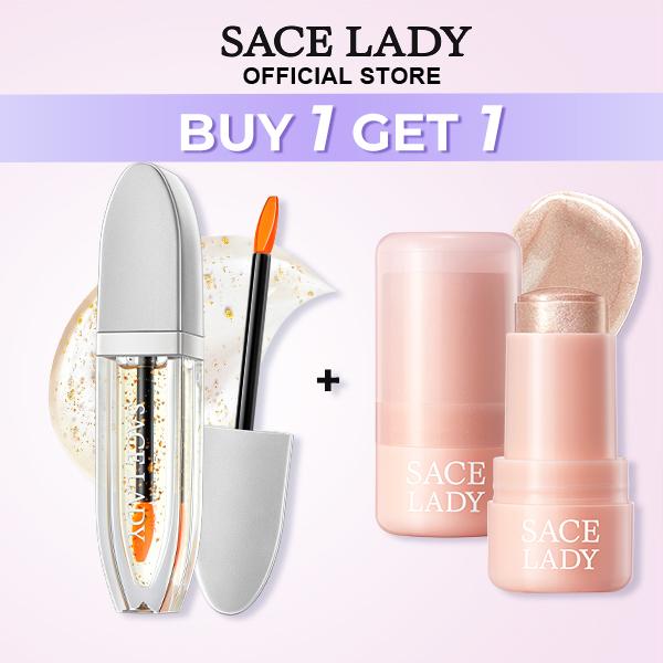 [Mua 1 tặng 1]son tint bóng + Bắt sáng dạng thỏi SACE LADY Dầu Dưỡng Môi Có Màu, Lâu Trôi,  Được Hoàn Thiện Với Kem Nền Dạng Thạch Làm Mát, Dán Trang Điểm Bắt Sáng 1
