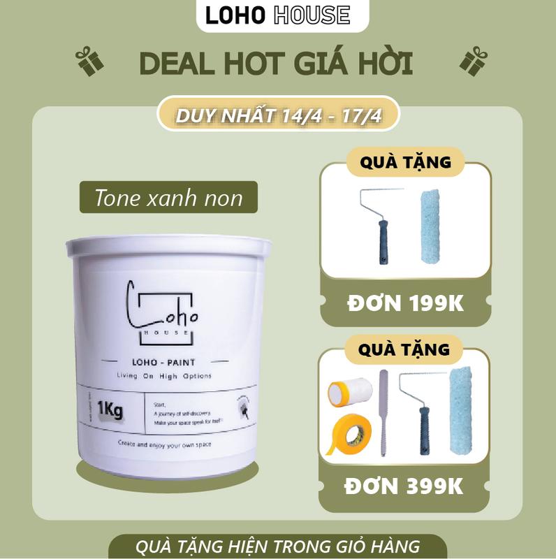 Sơn tường tone màu xanh non | Lon 1kg - Sơn nước nội thất cao cấp Loho-paint với các tone màu xanh non tươi mát