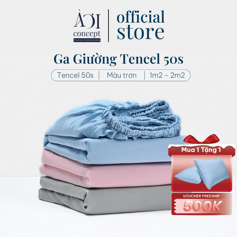 Ga Giường Lụa Tencel 50s AOICONCEPT Màu Trơn Size 1m2-2m2 Chất Liệu 100% Tencel TC300 Mềm Mịn Thoáng Mát Home Bedding