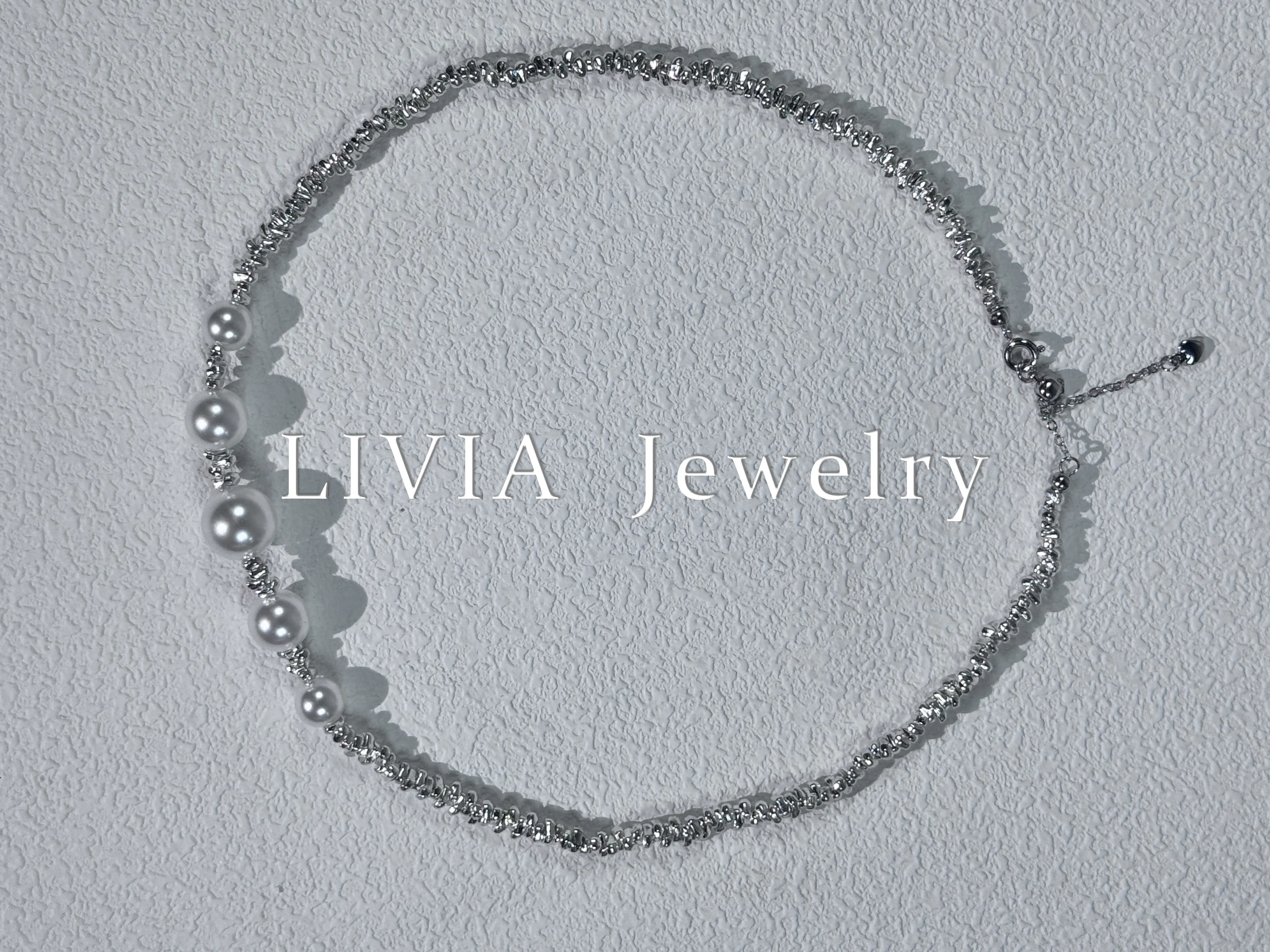 LIVIA-Fragments of silver; a few grams of niche design with a high sense of style, thorny silver beads necklace for women, Shij pearls versatile collarbone