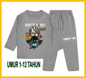 Setelan Anak Model FreeFire Lengan Panjang dengan Sablon Berkualitas - Baju Anak Fashion - Celana kaos ff
