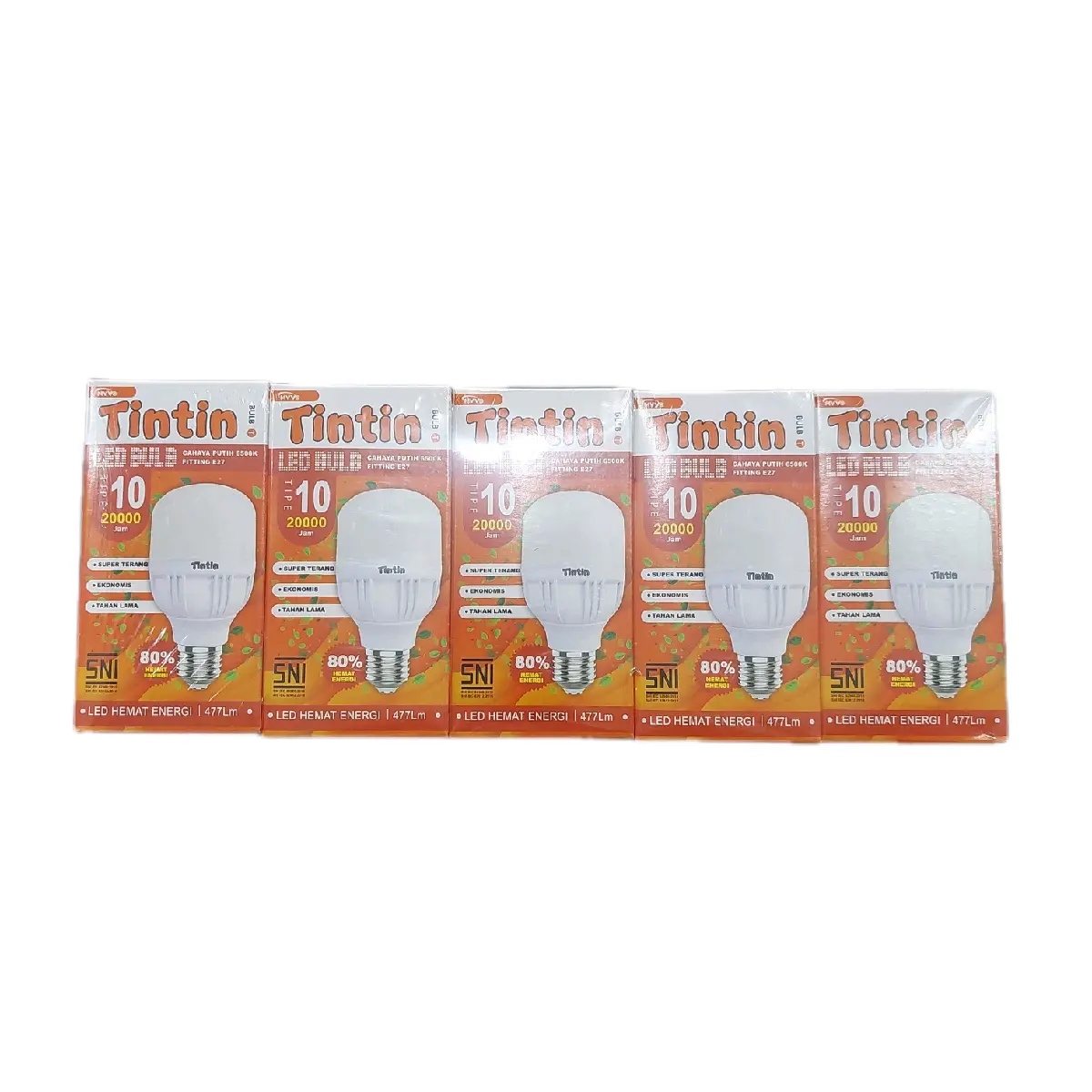 {10PCS LAMPU} Lampu Led Tipe 10 tintin isi 10pcs Tabung plastik hemat energy 80% daya 4,6watt lampu rumah