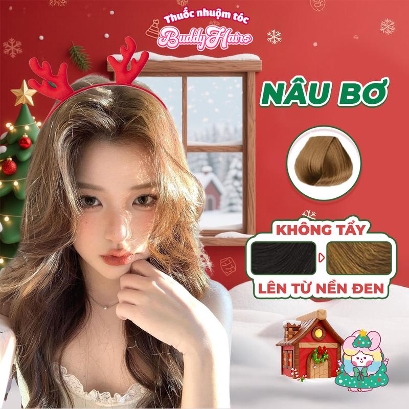 Thuốc nhuộm tóc NÂU BƠ NÂU TÂY không cần dùng tẩy tóc buddyhairs tặng kèm găng tay mũ trùm tiện lợi 