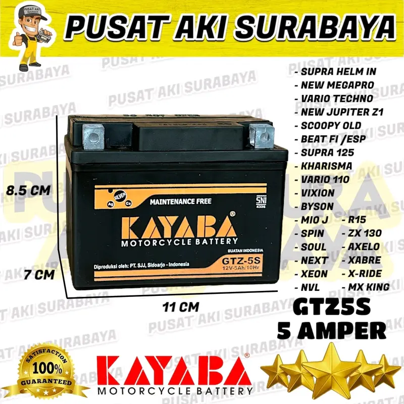 TERMURAH ACCU KAYABA GTZ5S MF MOTOR ADDRESS ARASHI HAYATE NEX RGV 250 SKYWAVE SKYDRIVE MTZ5S YTZ5S YTZ4V DTZ5S 1