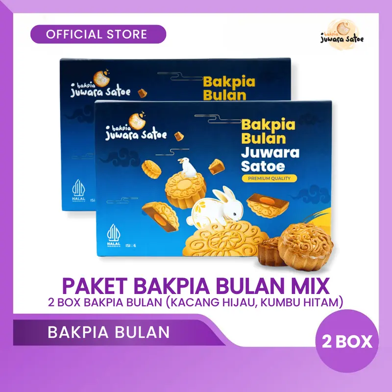 [ 2 BOX ] PAKET BAKPIA BULAN MIX (KACANG HIJAU, KUMBU HITAM) - BAKPIA JUWARA SATOE 0