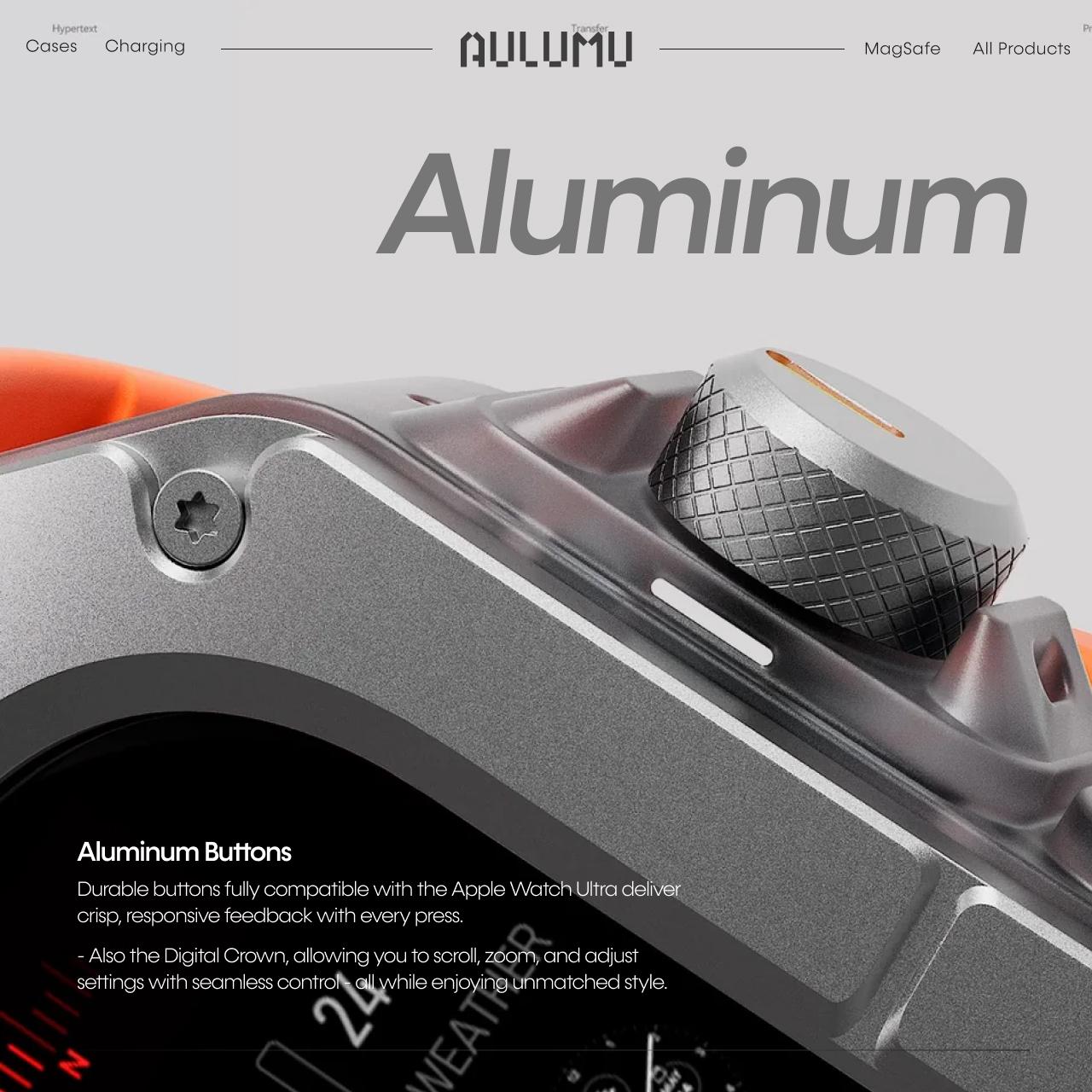 Aulumu Apple Watch Ultra 49mm (Series 3 / 2 / 1) Case Strap A01 Titanium Cover | FKM Band - White A01-TI-WT