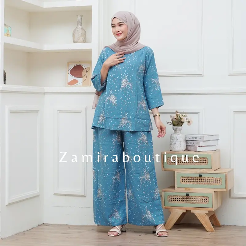 One Set Rania Rayon Busui Atasan Celana Panjang Batik Adem Nyaman Baju Kulot daily warna random 3