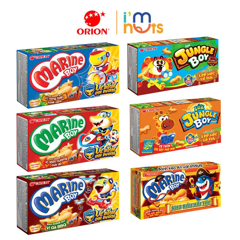 Snack Bánh cá Marine Boy Bánh khủng long Jungle Boy và Bánh quy ăn sáng Miz Orion đủ vị