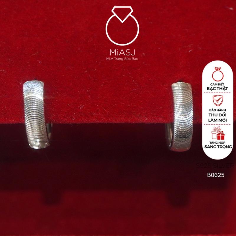 B0625 - Bông tai nữ Bạc Ý S925 bông khoen mắt mèo cao xi bạch kim MiASJ