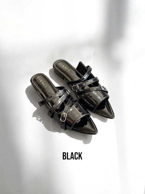 Product Introduction of Nd 020  Sendal Mules Wanita Gasper Kekinian Cream,Black & Burgundy No Box Shoes Selop 7