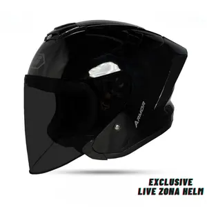 Helm JS ARMOR Solid Black Glossy - Half Face SNI