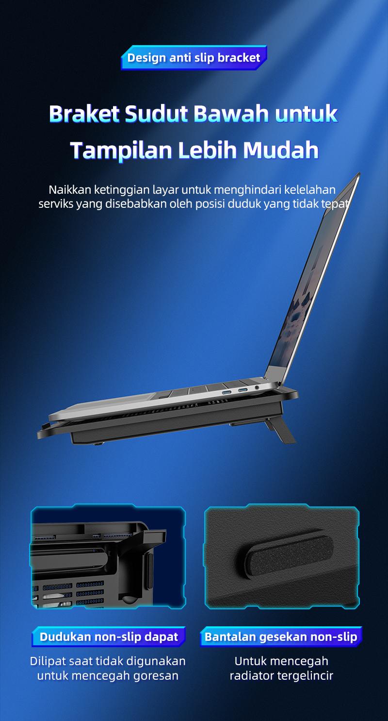 YLV Cooling Pad RGB Light Laptop Kipas Laptop Cooling Pad  Pendingin Laptop Silent - M19 For Gaming Laptops Computer 10-14 Inci.