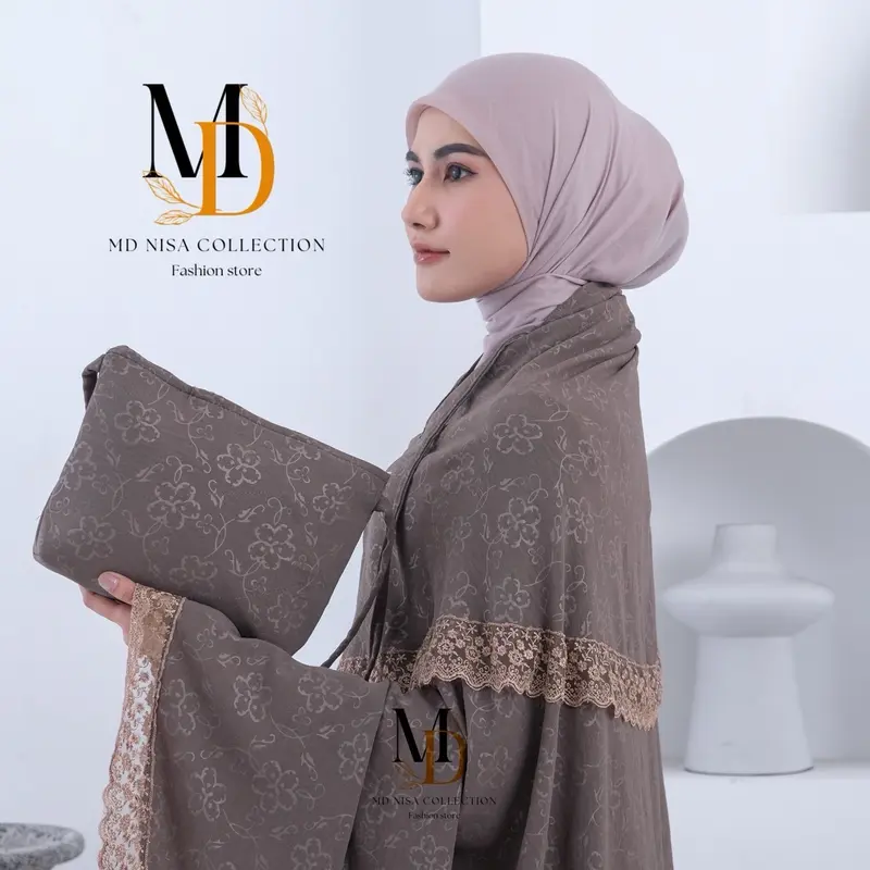 MD Nisa - Mukena Alena Dewasa Embos Motif Cringkle Airflow 2in1 Motif Bunga Mewah Renda Daisy Setelan Atasan Bawahan 5