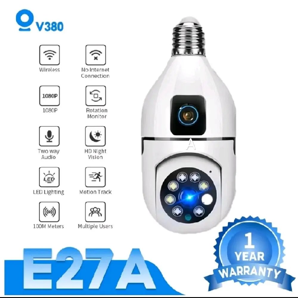V380M Bohlam Ptz 2 Kamera IP Camera Dual Lens Smart Kamera Cctv Wireless 8MP WiFi 2.4G Night Vision 360° Rotasi Monitor Bayi