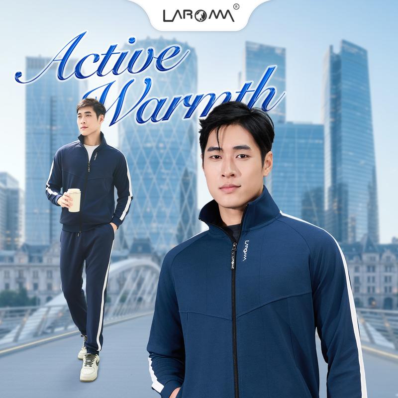  LAROMA Bộ Quần Áo Nỉ Thu Đông Khóa Kéo Cho Nam | Sọc Đơn -Trẻ Trung - Giữ Ấm - Vải Thơm - Kháng Khuẩn - Mềm Mại - Co Dãn 