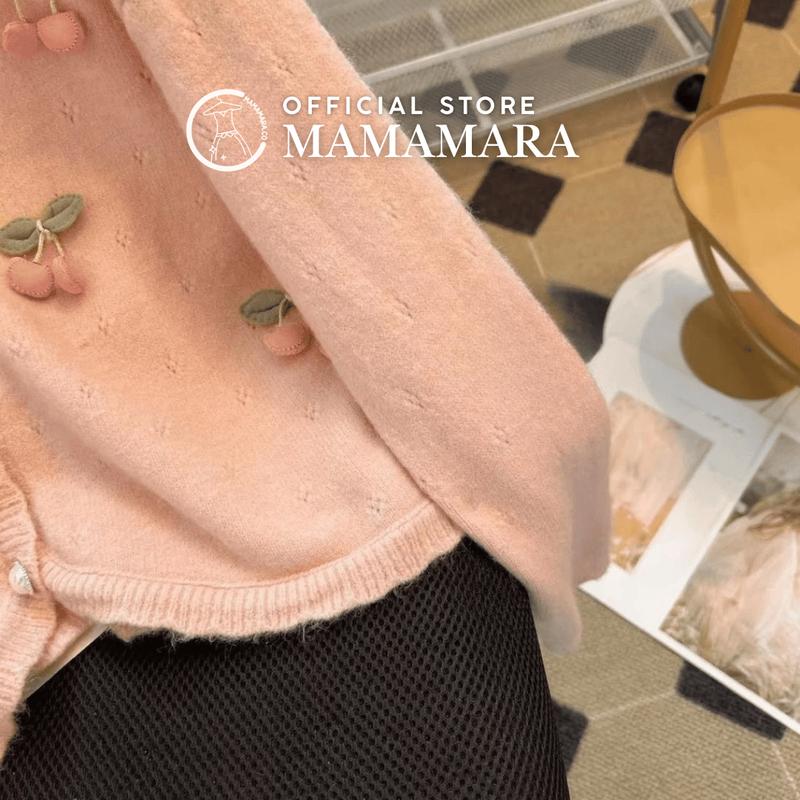MAMAMARA - Cardigan Rajut Wanita Cherry Sweater Atasan Top Knit Halus Knitwear Pastel 5