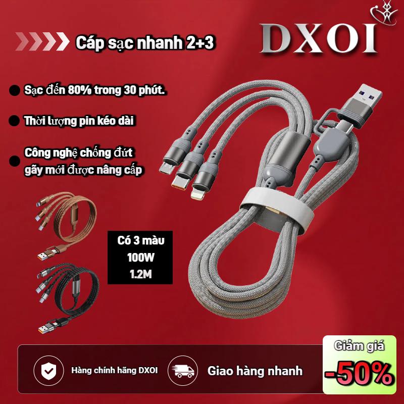  Cáp Dữ Liệu Sạc Nhanh DXOI Thiết Kế 2 Trong 1 Dày Dặn Tương Thích Với Apple 15   16 Và Điện Thoại Huawei Type-C Cáp Sạc 3 Trong 1 