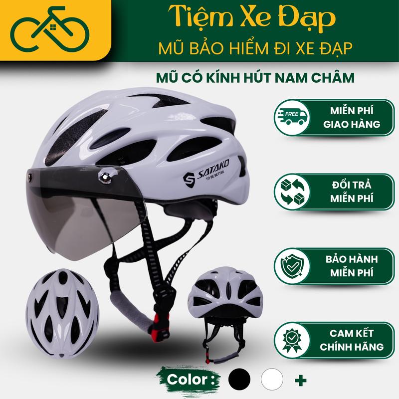  Satako Mũ Xe Đạp Có Kính Hút Nam Châm DTFLY 3 Lớp Chống Bụi & Con Trùng Kích Thước 30x22x13cm Bảo Vệ An Toàn Cho Người Lớn 