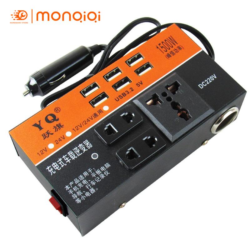 Bộ Chuyển Đổi Nguồn Điện Xe Hơi 1500W 12V 24V Sang 220V Đa Năng Tải Ổ Cắm Sạc…