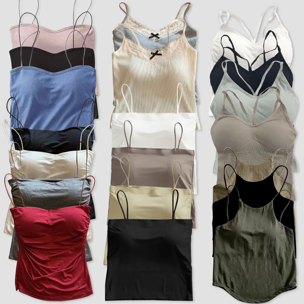 30 Styles Women's Camisole With Chest Pad Cropped Top Crop Top Bra Underwear Top Bottoming Vest Tank Sports Vest Lingerie Womenswear