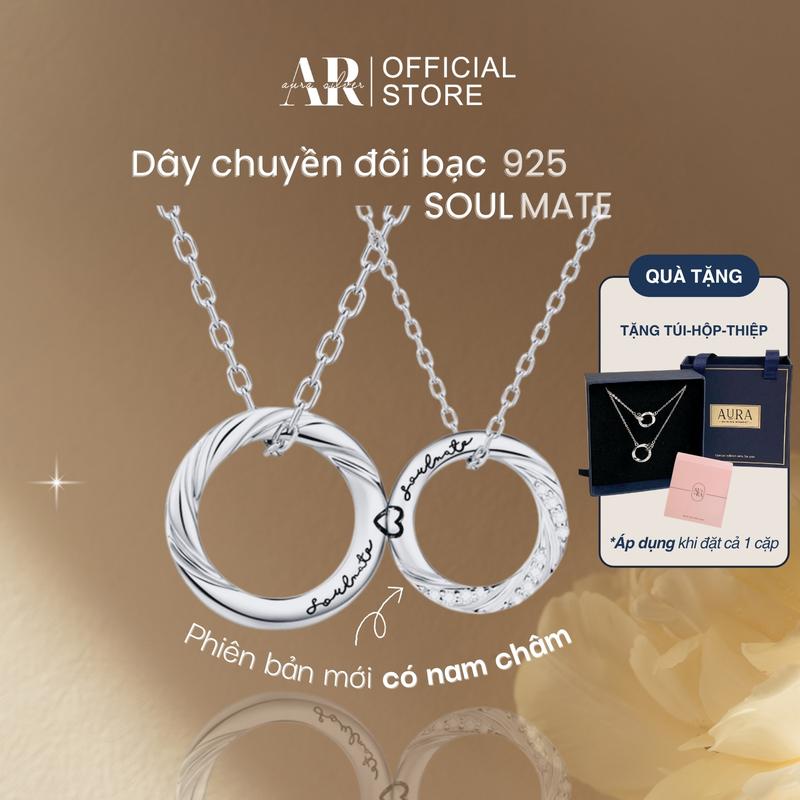   BẢN NAM CHÂM  Dây chuyền đôi nam nữ vòng cổ cặp đôi tình yêu Soulmate-AURA SILVER-DCĐ01 