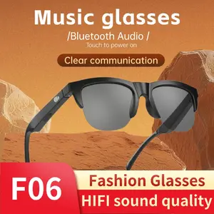 2025 Menjual Top F06 headsets Bluetooth Music Glasses Sunglasses Bluetooth Wireless Smart Earphones Fashion Sunglasses Bluetooth Audio headphones Anti Blue Light Mendengar Music Multi functional Glasses Earbuds Lensa Mikrofon