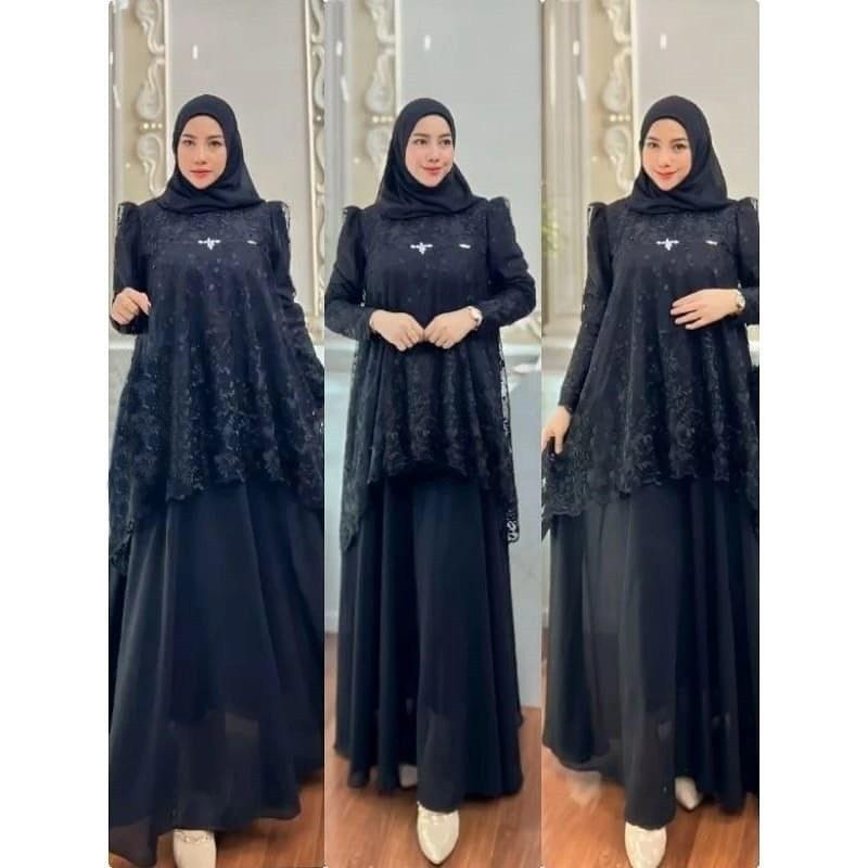 Product Introduction of Almeera Dress Ceruty Premium Mix Brokat Gamis Mewah Viral Pesta Kekinian Terbaru 2024 Kondangan Wanita Muslim Panjang 2